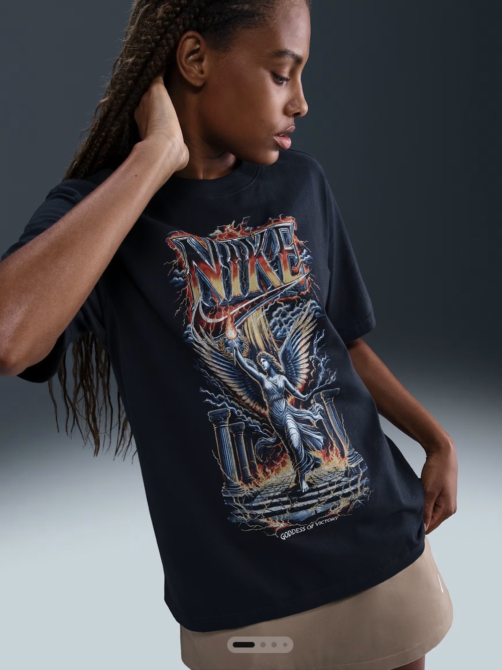 #846 NWT Nike Goddess of Victory Loose Graphic Tee Black Size L